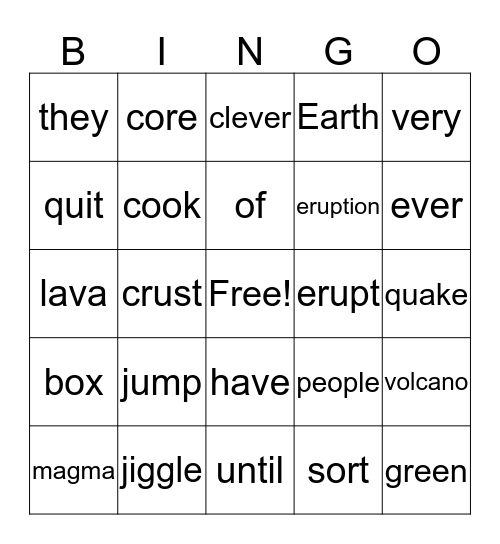 Unit F BINGO Card