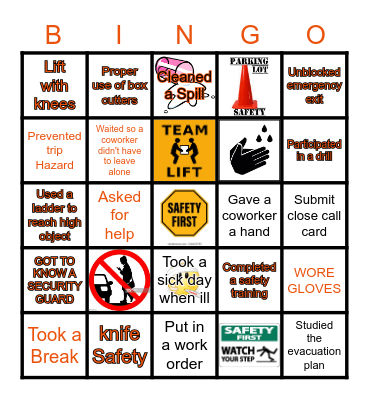 Workplace Safety Bingo Card