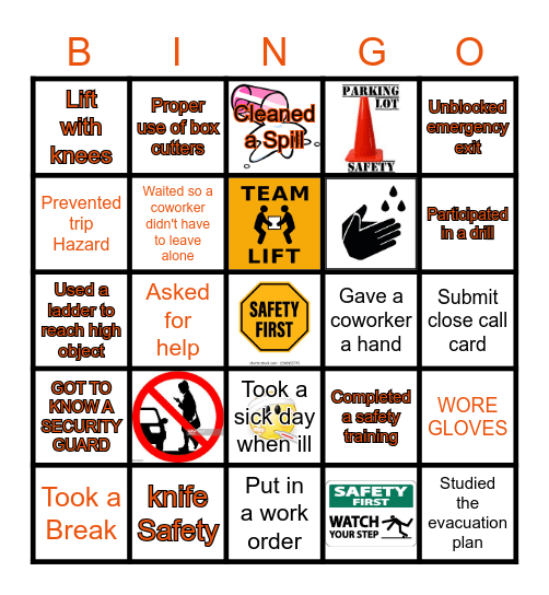 Workplace Safety Bingo Card