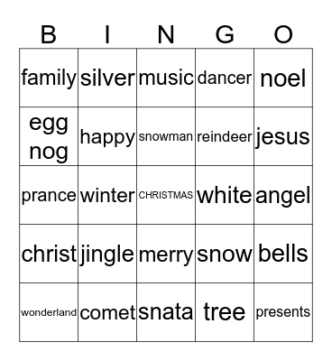 CHRISTMAS Bingo Card