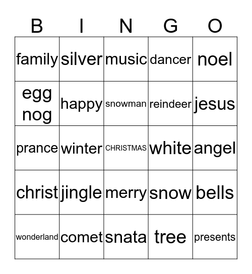 CHRISTMAS Bingo Card