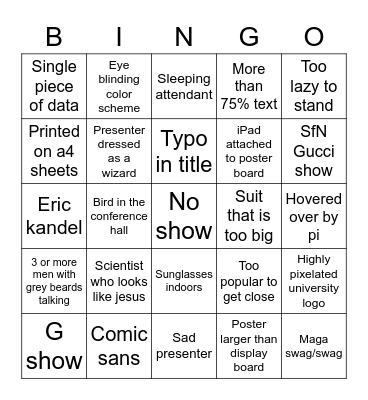 SfN Bingo 2022 Bingo Card