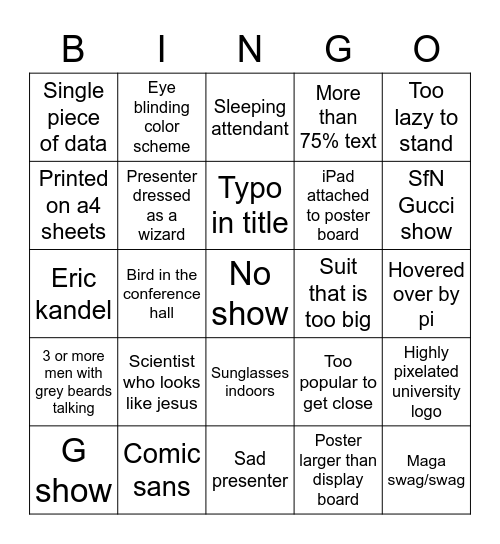 SfN Bingo 2022 Bingo Card