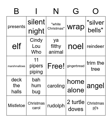 Christmas Bingo Card