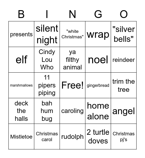 Christmas Bingo Card