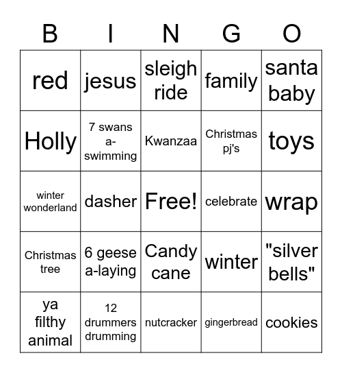 Christmas Bingo Card