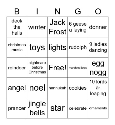 Christmas Bingo Card