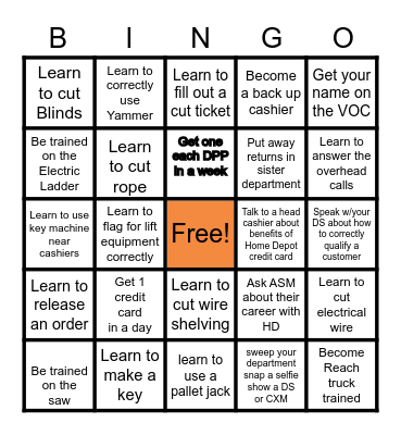 Home Depot Bingo Card