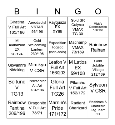 Pokémon Bingo! Bingo Card