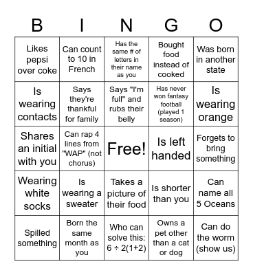 Find the Person Who: Bingo Card