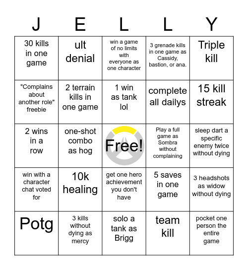 Jelly Overwatch Bingo Card