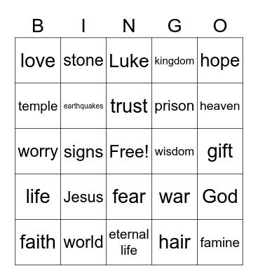 Trusting Jesus in an Unpredictable World Bingo Card