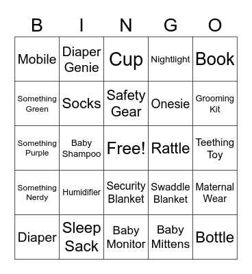 Baby Bingo Card