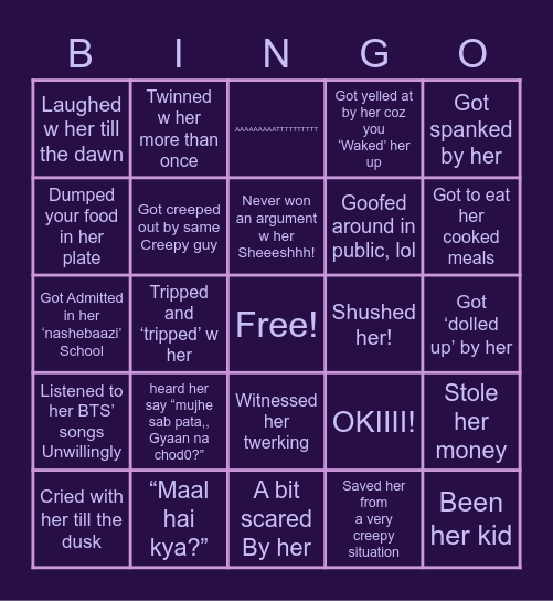 Shagun Bingo Card