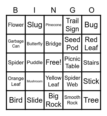 Outdoor Bingo Card