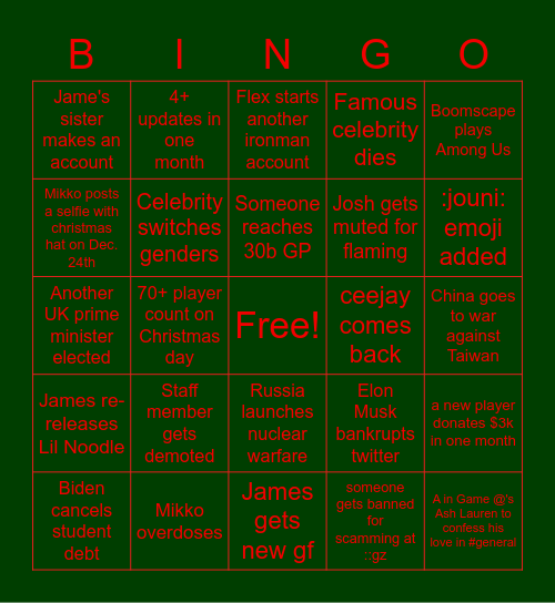 Christmas Bingo Card