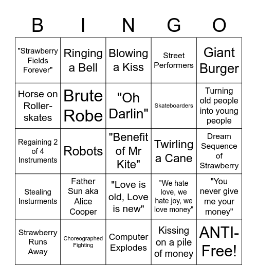 Sgt Pepper's Lonely Heart's Club Band - Round 2 Bingo Card