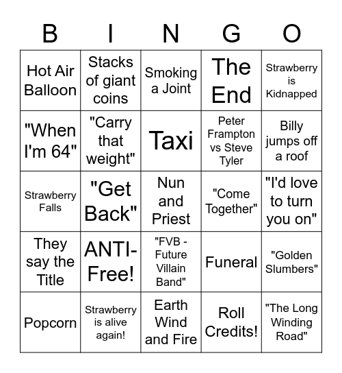 Sgt Pepper's Lonely Heart's Club Band - Round 3 Bingo Card