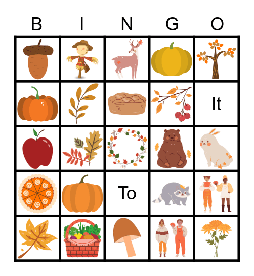 Fall Items Bingo Card