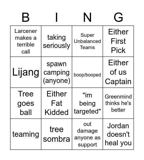 Inhouses Bingo Card