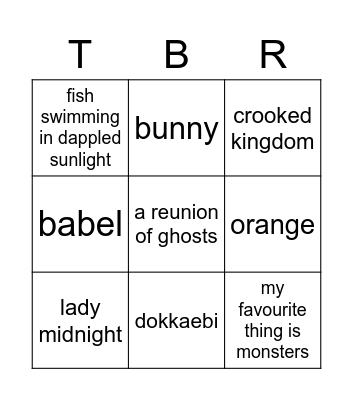 book bingo Card