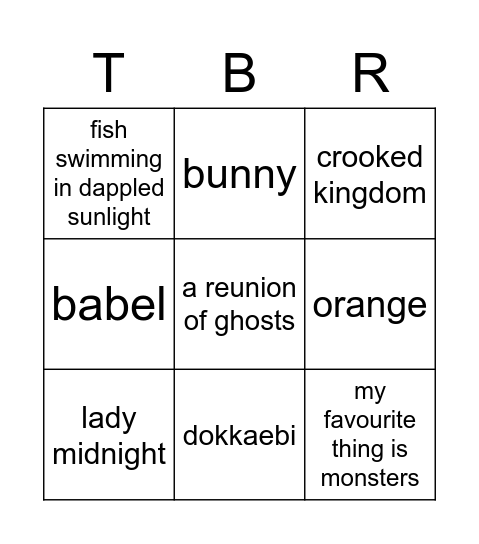 book bingo Card