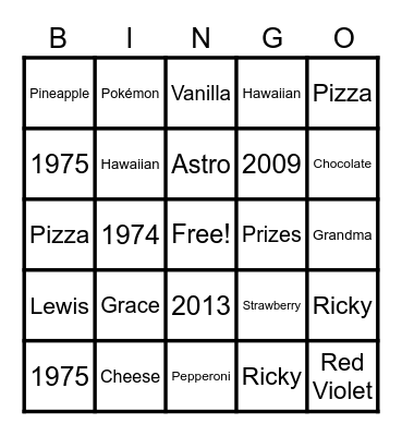 Birthday Bingo Card
