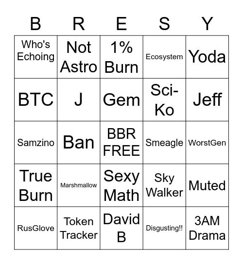 BurnReflect Bingo Card