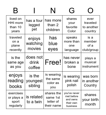 Find someone who... Bingo Card