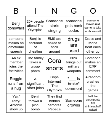 Seaside Olympics Bingo Card