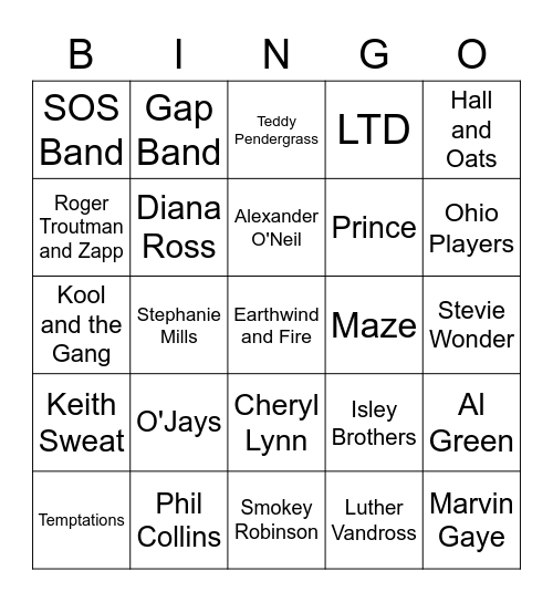 Music Bingo Card