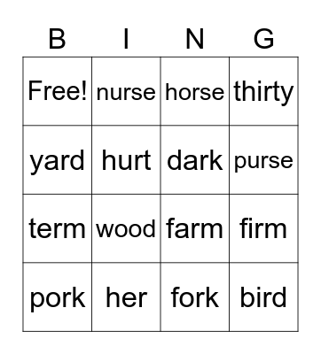 Phonics Bingo Card