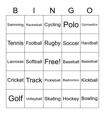 Sports Bingo Card