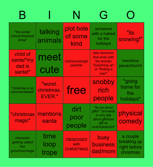 BAD CHRISTMAS MOVIE BINGO Card