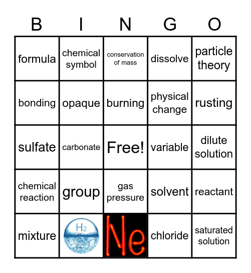 Chemistry Bingo Card