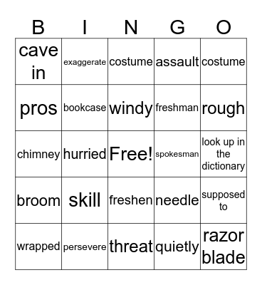 Vocabulary V2 & halloween Bingo Card