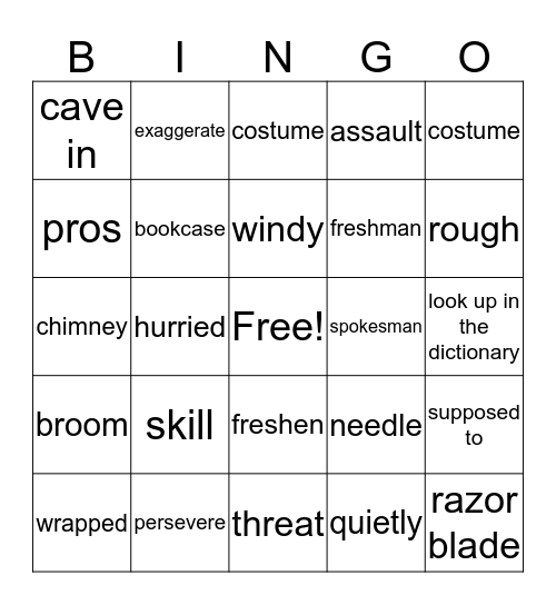 Vocabulary V2 & halloween Bingo Card