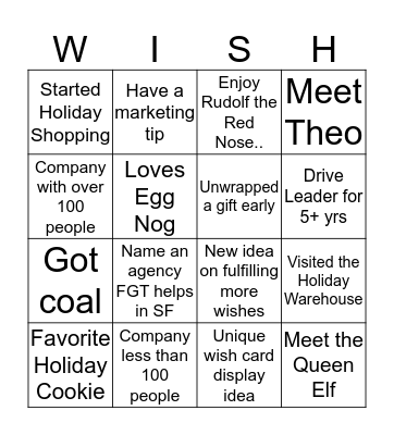 Family Giving Tree Bingo Card