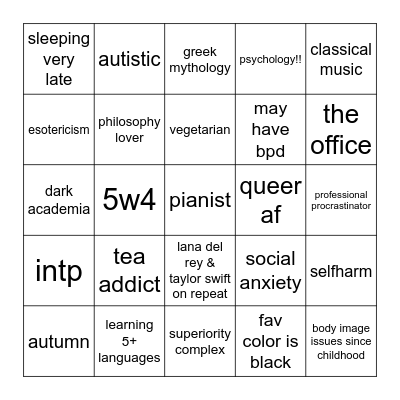 hyacinth's bingo Card