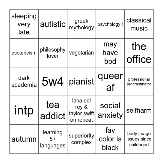 hyacinth's bingo Card