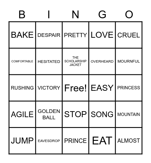 VOCABULARY BINGO Card