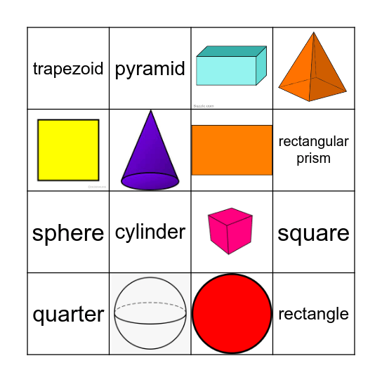 Shapes Bingo Card