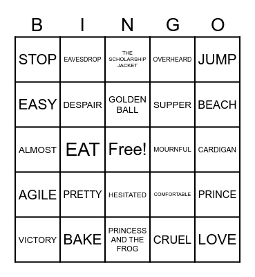 VOCABULARY BINGO Card