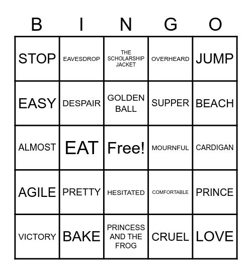 VOCABULARY BINGO Card