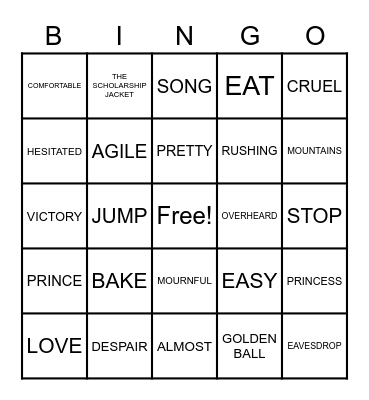 VOCABULARY BINGO Card