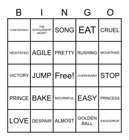 VOCABULARY BINGO Card