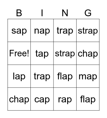 BINGO "AP" Family Bingo Card
