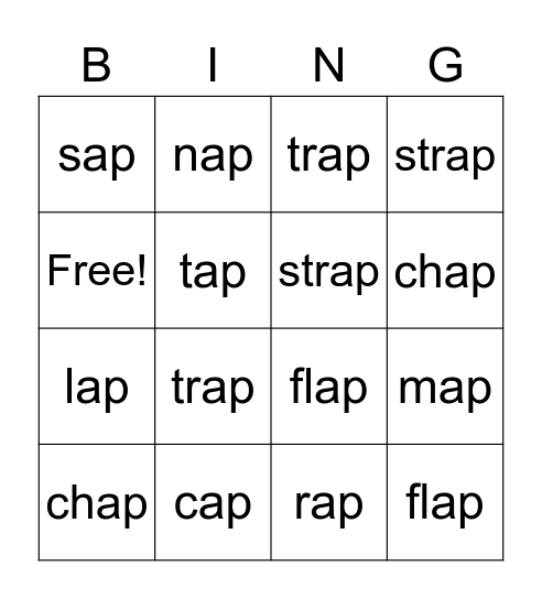 BINGO "AP" Family Bingo Card