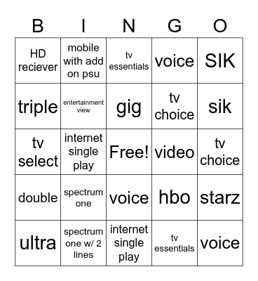 Bundles Bingo Card