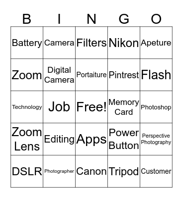 Photography Review  Bingo Card